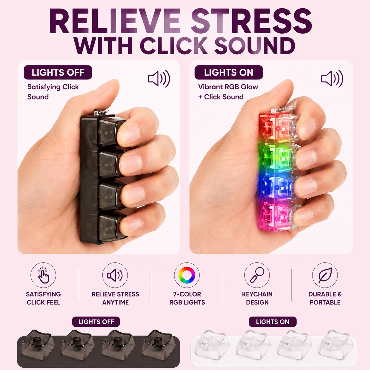 RGB Luminous Keyboard Keychain Stress Relief Toy