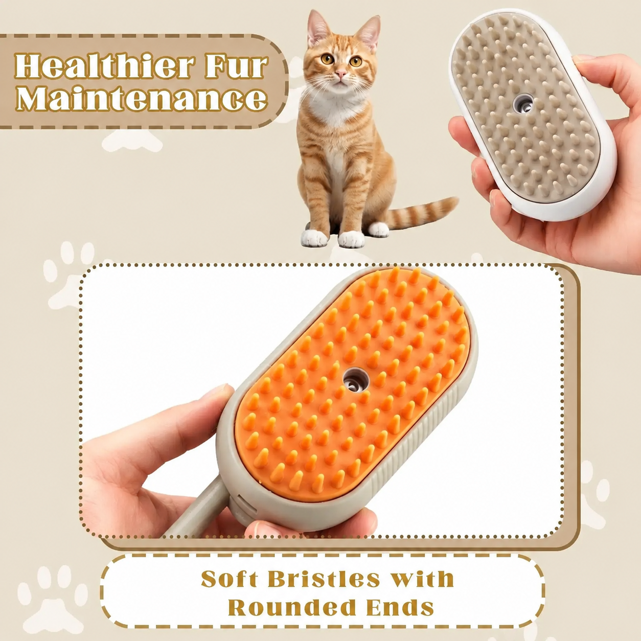 Slendrax Pro™ 3-in-1 Steam Pet Brush — Detangle, De-Shed & Massage