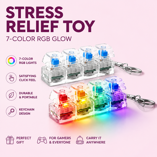 RGB Luminous Keyboard Keychain Stress Relief Toy